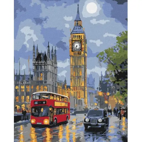 Набір для розпису по номерах Лондон вночі, Ideyka, 40x50 см, КНО3662