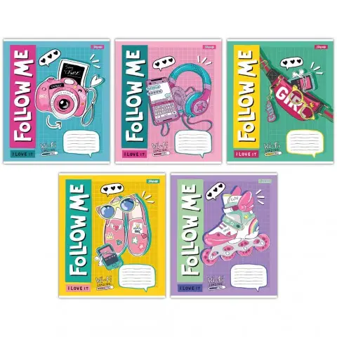 Зошити учнівські 12 аркушів лінія 1B Follow me, 25 шт. в упаковці