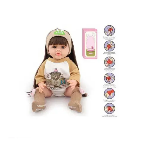 Лялька гумова AFD функціональна 52 см звуки прошите волосся рожева 8866-32S