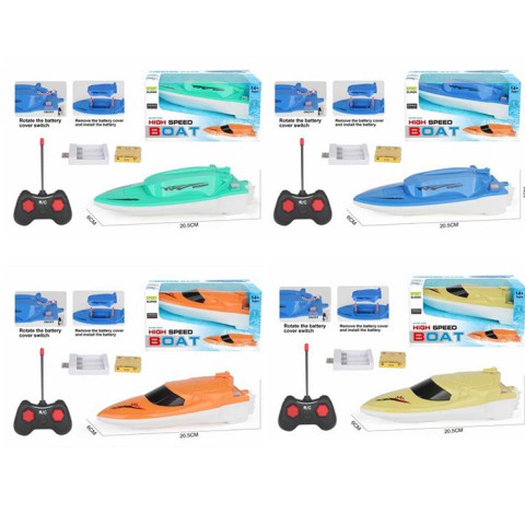 Катер на радіокеруванні, акумулятор, 20.5 см, світло, USB-зарядка, 19.5x10.5x9.5 см (В асортименті)