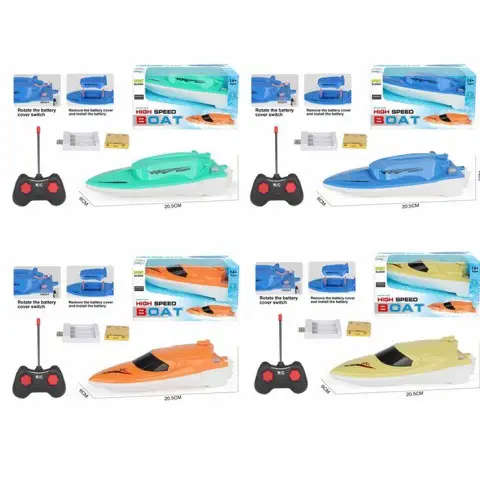 Катер на радіокеруванні, акумулятор, 20.5 см, світло, USB-зарядка, 19.5x10.5x9.5 см (В асортименті)