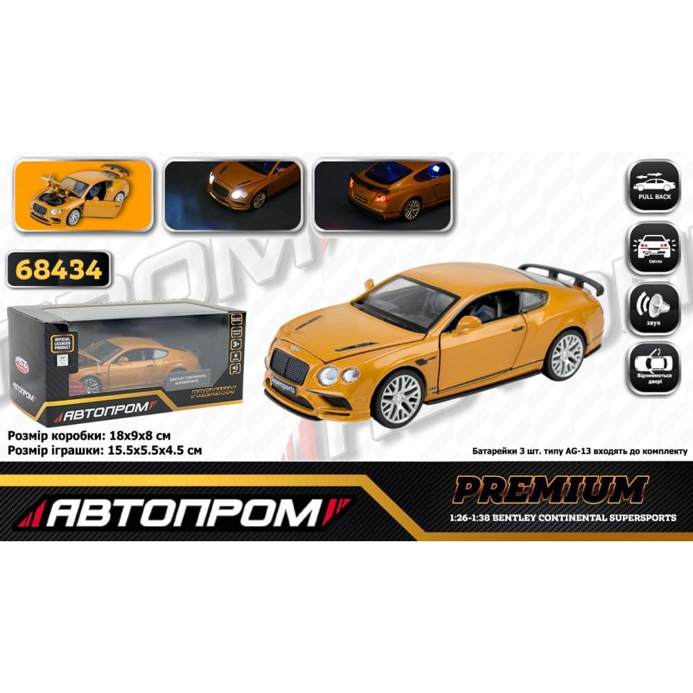 Машина мет. АВТОПРОМ 1:32 Bentley Continental GT Supersports, бат., світло, звук, відкр.двері, кор. 18*9*8 см /48-2/