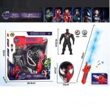 Набір героя меч, маска, фігурка героя, підсвічування, звукові ефекти, регульована довжина меча, реагує на рух, в кор. /30-2/