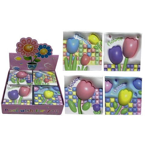 Блокнот Квіти 3D, 70 аркушів, 8x8 см (В асортименті)