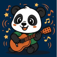 Картина за номерами дитяча Панда з гітарою Ideyka 25×25 см КНО1304