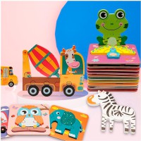 Дерев’яна іграшка Пазли (тварини, птахи, транспорт), 15x15x0.5 см (В асортименті)