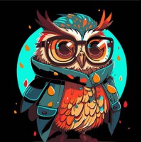 Набір для розпису по номерах Яскравість пернатого мудреця, Strateg, на чорному фоні, 30x30 см, SH3030-5