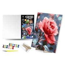 Набір для розпису по номерах Qbee "Роса на троянді" з дерев'яною підставкою 30х40 см QB900-058