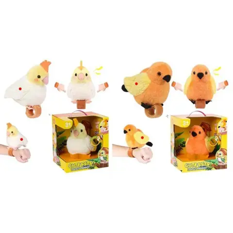 Папуга на руку, 15 см, звук, повторюшка, браслет, плюшевий, 933-144-145E (В асортименті)