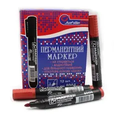 Маркер перманентный J.Otten ECO, красный, круглый наконечник, 12 шт. в упаковке