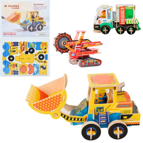 Дерев’яна іграшка Пазли 3D, транспорт/будтехніка, 30x22.5 см (В асортименті)