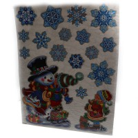 Наліпки для вікон силікон з глітером Сніговик 29×41 см 6526_86