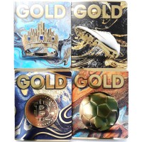 Зошити учнівські 48 аркушів клітинка серія SUPER GOLD (конгревне тиснення з УФ-лак покриттям,гібридний 3Д-лак,друк по срібній фользі,глянцевий лак) МІКС-2, ТМ Фемілі Лайн, 10 шт. в упаковці