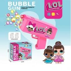 Пістолет з мильними бульбашками автоматичне видування бульбашок, на батарейках, 2 пляшечки з мильним розчином, в кор. /60/