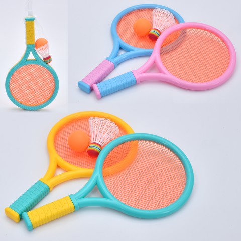 Набір дитячих ракеток MS4380, 2 шт. 35.5 см, волан, пластиковий м’ячик 5 см (В асортименті)