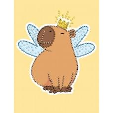 Набір з алмазною мозаїкою (вибірковою) "Капібара фея" 15x20см