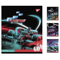 Зошити учнівські 48 аркушів клітинка Yes Racing championship з матовим ВДЛ, вибірковим УФ-лаком і мікроембосингом, 5 шт. в упаковці