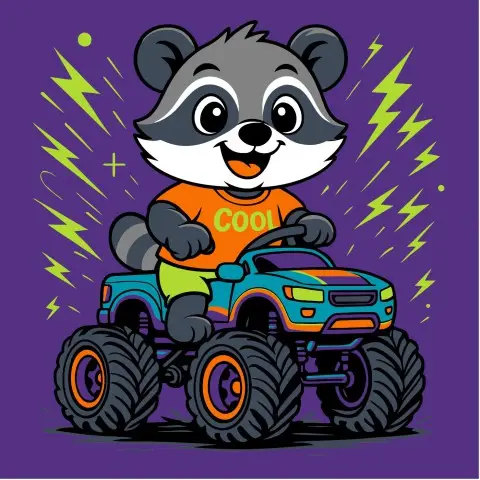 Картина за номерами дитяча Єнот на машині Ideyka 25×25 см КНО1311