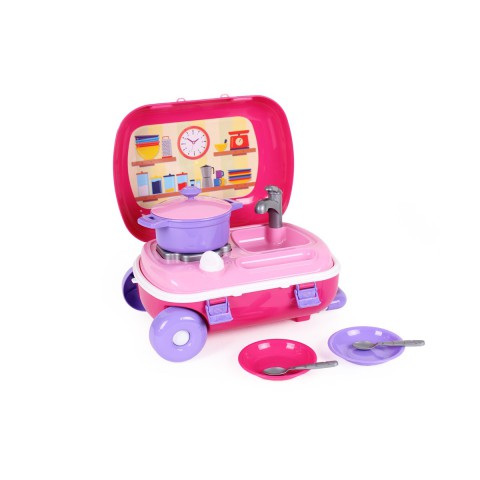 Дитяча кухня з посудом ТехноК, рожева, 6061