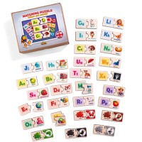 Гра дерев’яна розвиваюча Пазли-половинки Англійська абетка та кольори Ubee ПСД253