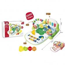 Килимок 2 кольори, 4 брязкальця-підвіски, на батарейках, підсвічування, мелодії, зміна режимів, піаніно, регулювання гучності, в кор. /24/