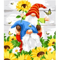 Набір для розпису по номерах Пара гномиків, на кольоровому фоні, 40x50 см, MZ065