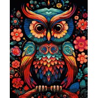 Набір для розпису по номерах Задумлива сова, Strateg, на чорному фоні, 40x50 см, AH1078
