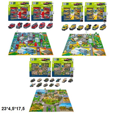 Транспортний набір, 6 модельок спецслужби з килимком, G6588/G6588C/G6588D (В асортименті)