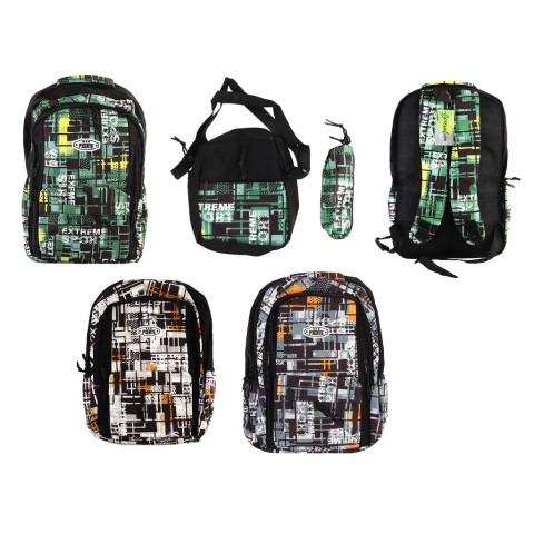 Рюкзак підлітковий, 5 блискавок, набір із рюкзака, пенала, сумки, 2332 (В асортименті)