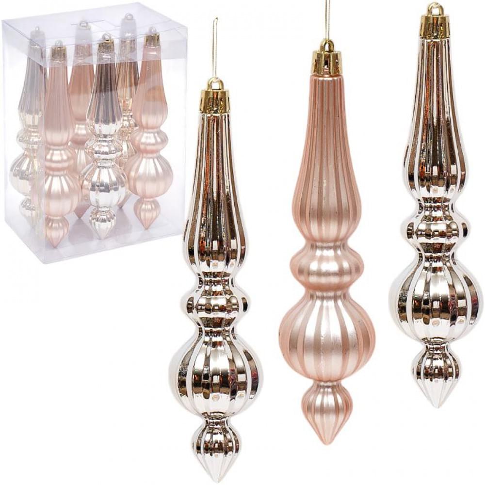 Набір новорічних прикрас "Бурульки фігурні Шампань" 6 штук 6279-4(119749)