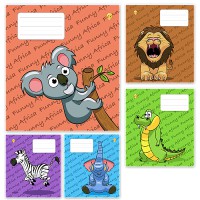 Зошити учнівські 12 аркушів лінія Люкс ТЕ12100 ВЕСЕЛА АФРИКА, 25 шт. в упаковці