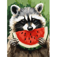 Набір для розпису по номерах Соковитий кавун, Ideyka, 30x40 см, КНО6745