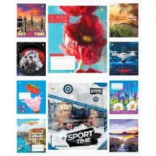 Зошити учнівські 96 аркушів клітинка Люкс 11731 Мікс 5, 10 шт. в упаковці