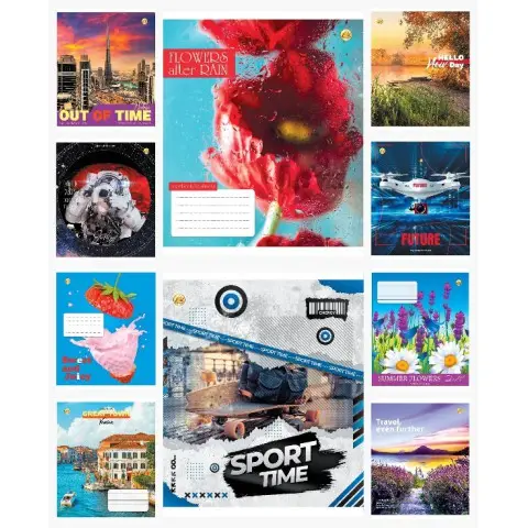 Зошити учнівські 96 аркушів клітинка Люкс 11731 Мікс 5, 10 шт. в упаковці