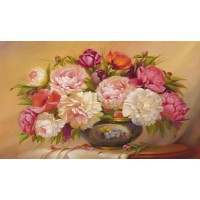 Алмазна мозаїка на підрамнику Піони 40×50 см 71077_BGLE