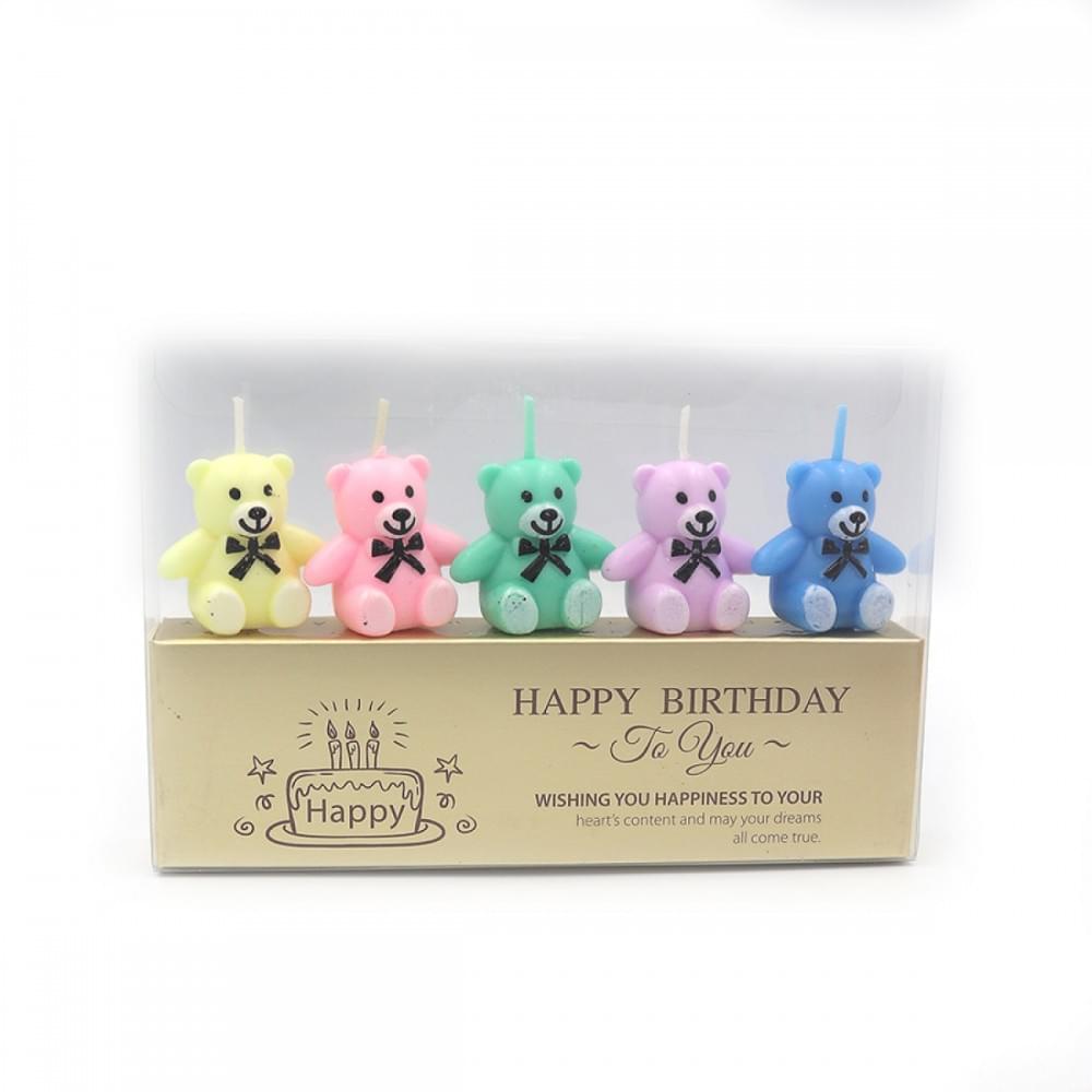 Набір свічок-фігурок для торта "Ведмедик" 5шт., PVC 1шт/єтік