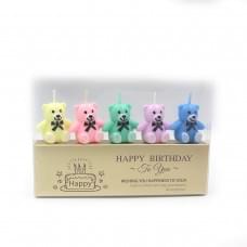 Набір свічок-фігурок для торта "Ведмедик" 5шт., PVC 1шт/єтік