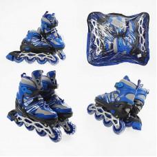 Роликові ковзани 34-38 розмір, колеса PVC, устілка 21-24 см, колір - синій INLINE SKATE 81476-M