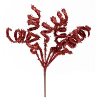 Гілка декоративна Yes! Fun Спіралі червоні з глітером, 21 см