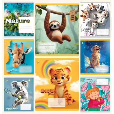 Зошити учнівські 12 аркушів коса лінія Тверда Мікс 3, 25 шт. в упаковці