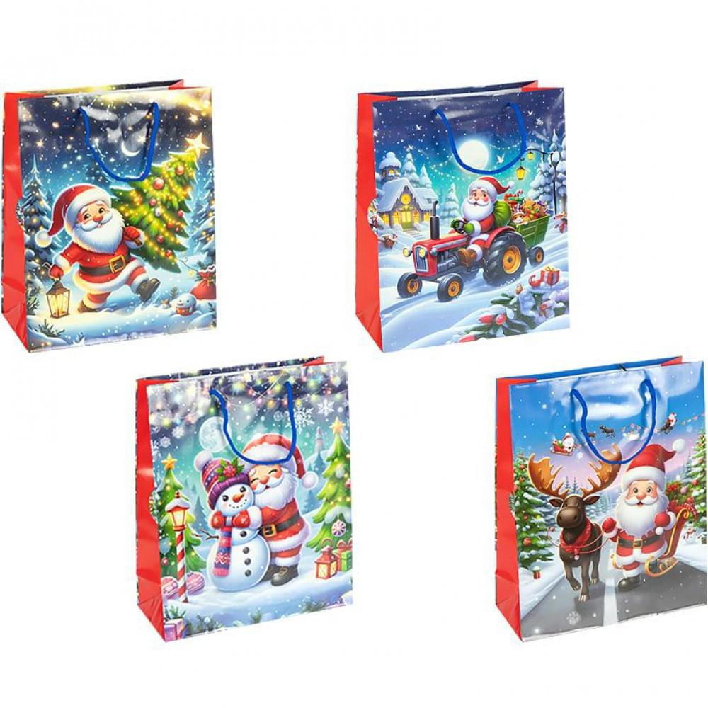 Пакет подарунковий "Новий Рік" 18х21,5х8см 2576-1, ціна за 6 шт. //