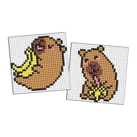 Набір з алмазною мозаїкою на магнітній основі для дітей Капібара: банани, 2 картинки 9x9 см, AMG1165