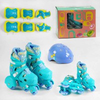 Ролики із захистом, розмір 30-33, синій, PU колеса, переднє колесо зі світловими ефектами, діаметр коліс 6 см