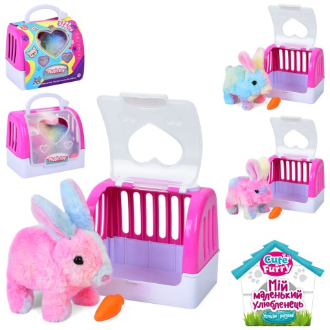 Зайчик інтерактивний Cute Furry, CH6003, 16 см, з переноскою, плюшевий, зі звуком (В асортименті)