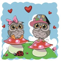 Набір для розпису по номерах Совенята, Strateg, з лаком, 30x30 см, ES090