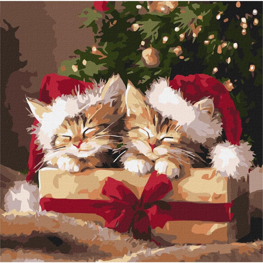 Набір для розпису по номерах "Пухнасті подарунки" Ideyka 40х40см КНО6827