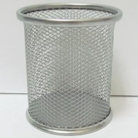 Підставка для ручок металева Сітка, 9.8x8 см, срібляста