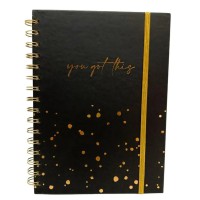 Блокнот, А5, на спіралі та гумці, картонна обкладинка з фольгою, 100 аркушів, клітинка, 5226