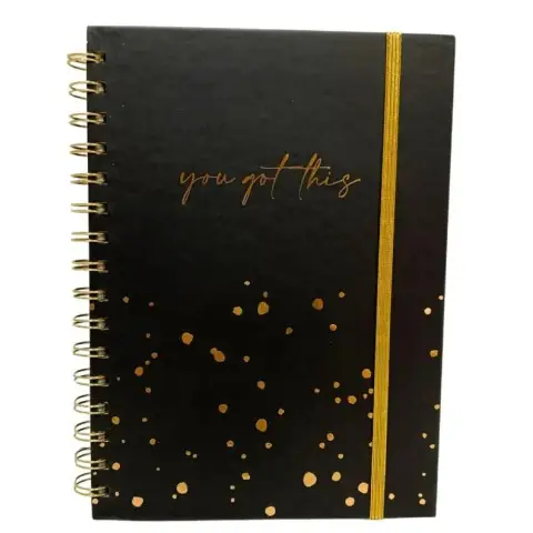 Блокнот, А5, на спіралі та гумці, картонна обкладинка з фольгою, 100 аркушів, клітинка, 5226