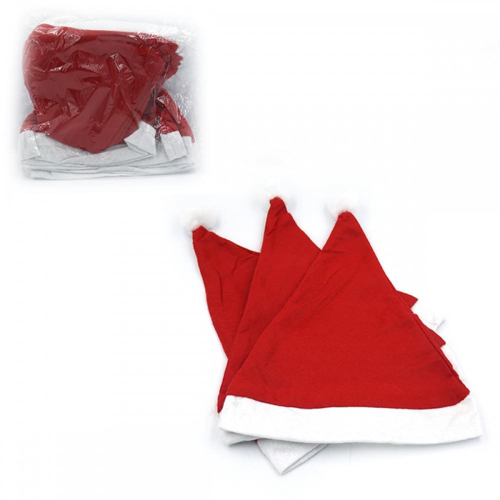 Ковпак новорічний червон бархат "Новорічний" 28*38см